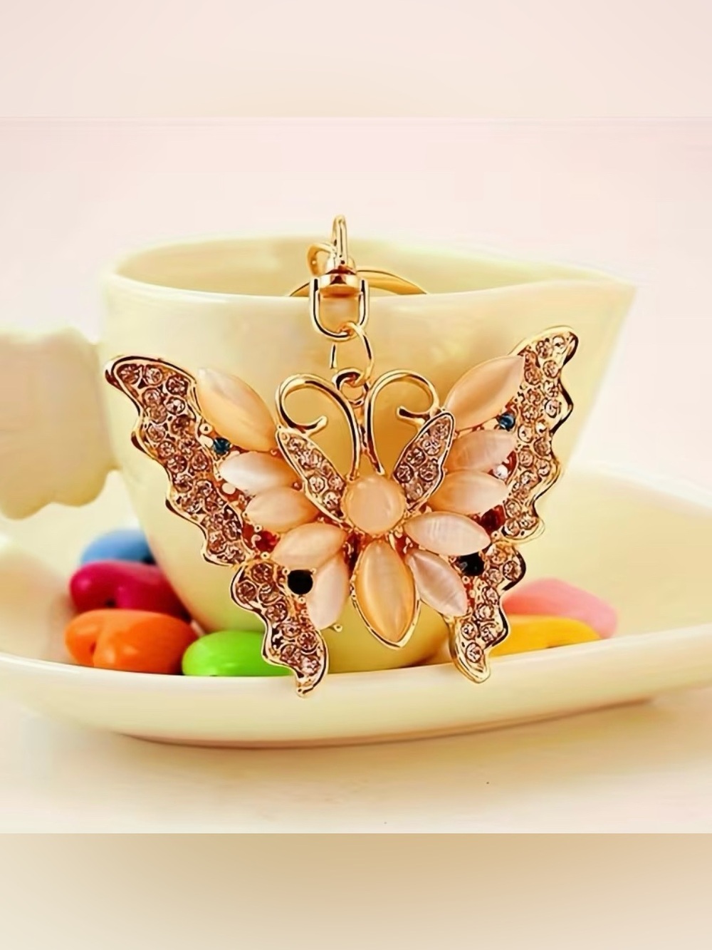 Butterfly Rhinestone Keychain Car Key Bag Charm New - Picture 2 of 7
